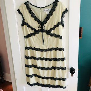 Y2K Nicole Miller Dress Creame with Black Lace Detail